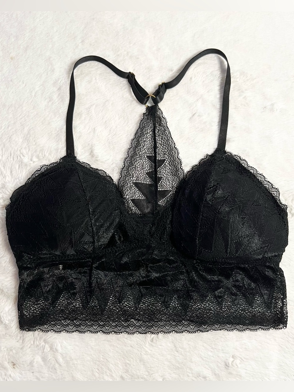 Charlotte Russe Black Lace Bralette with Racerback Detail Size Medium